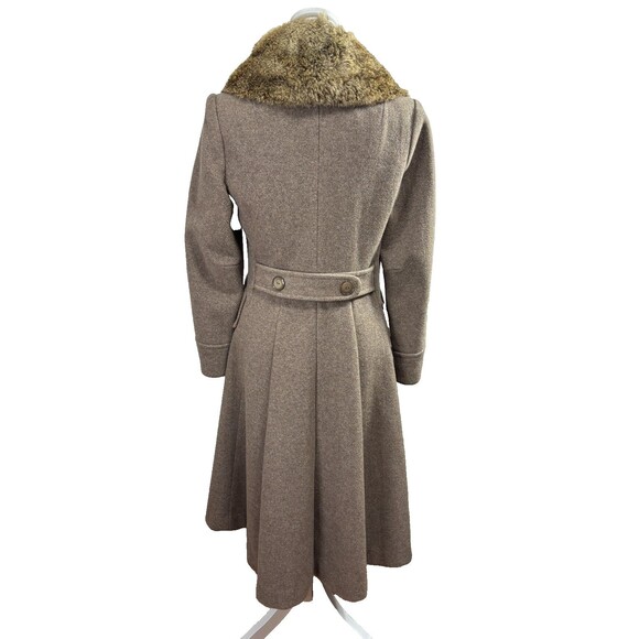 Vtg Michelle Wool Blend Rabbit Fur Trim Double Breasted Peacoat Retro Glam Sz S - Picture 5 of 14